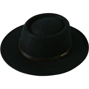 Women Vintage Wide Brim Warm Wool Fedora Hat Belt Panama Hat Felt Jazz Hat Fit